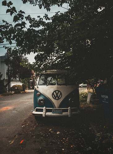 seattle white and blue Volkswagen van park beside road capitol hill